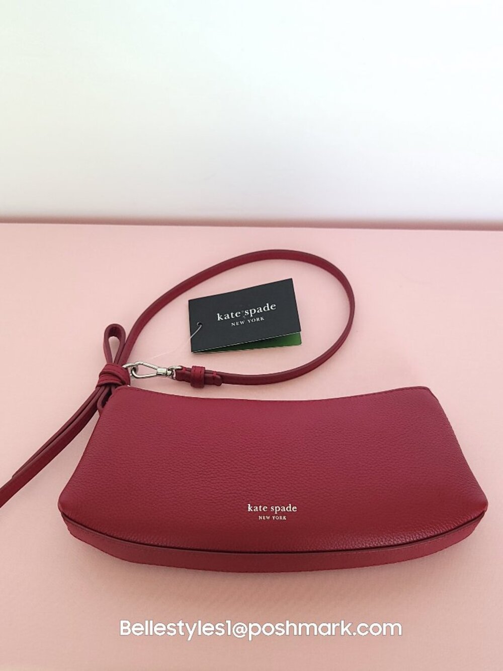 KATE SPADE Loop Pochette Pebbled Leather Mini Bag- Red Jam color⭐ - Picture 7 of 16